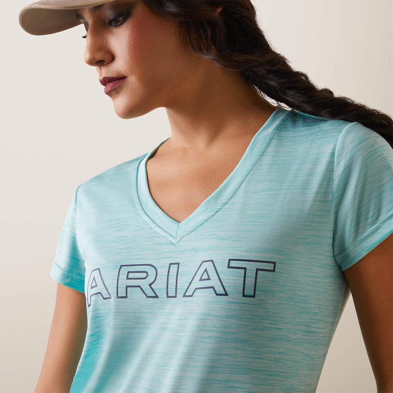 Ariat Women's Laguna Logo Short Sleeve Top - Pool Blue-2